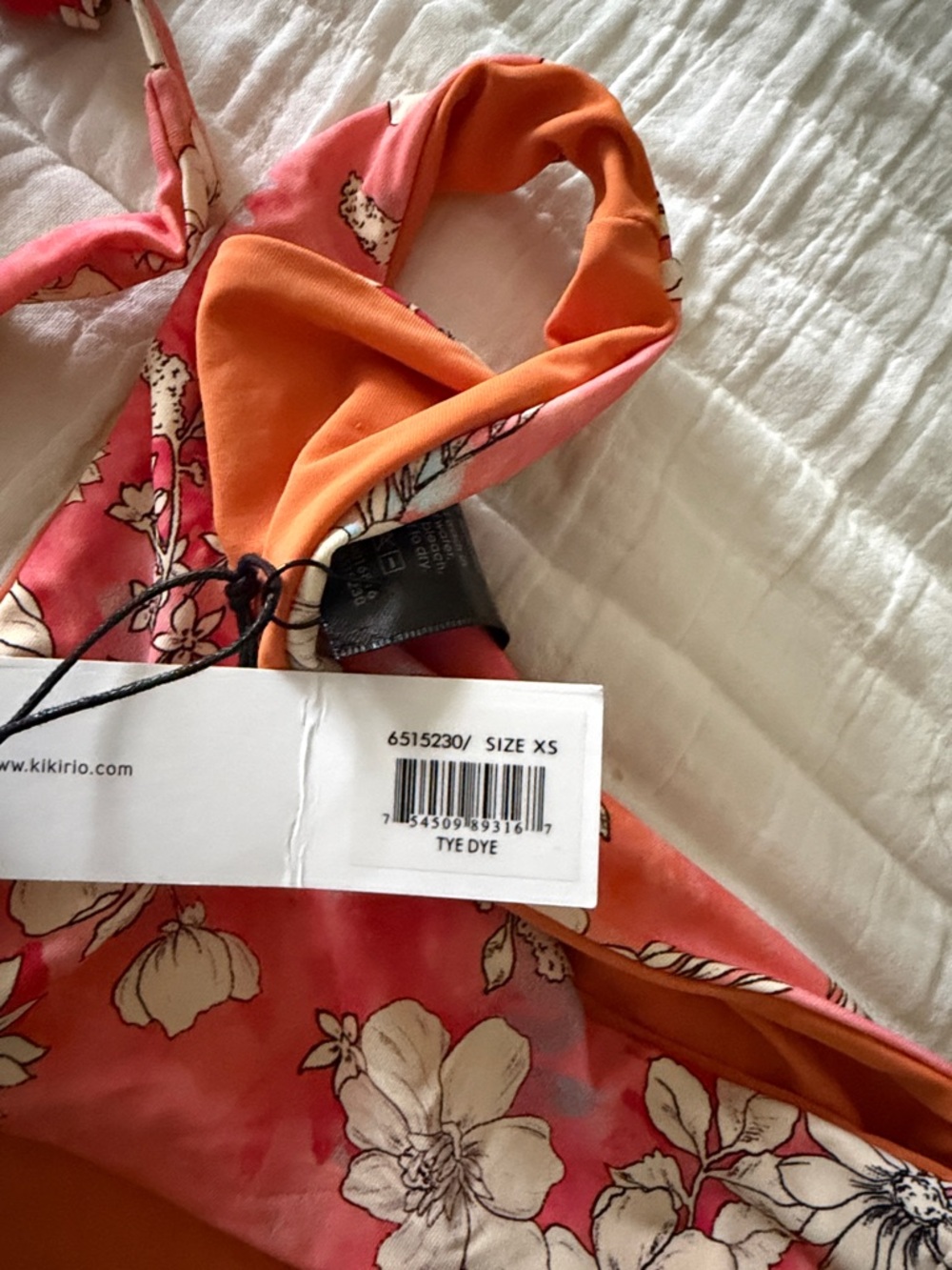 Kikirio Floral Tie-Back Bikini - Coral & Orange - Picture 3 of 4